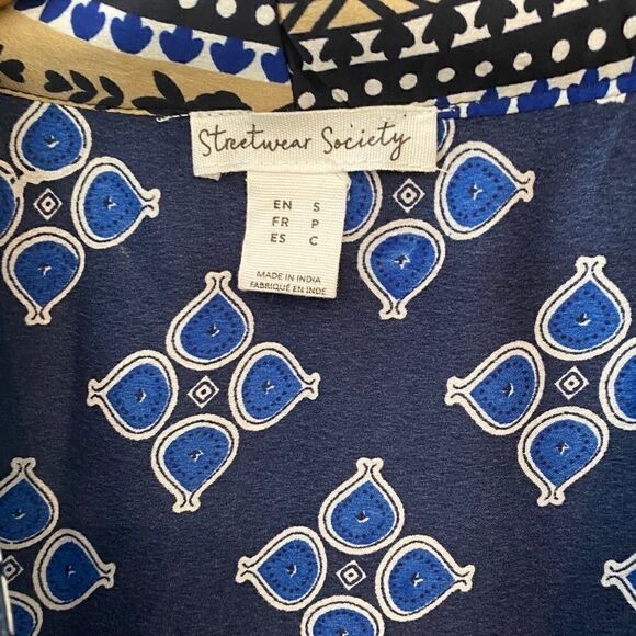 Streetwear Society Sz S Blue Bali Bohemian Open Flowy Concert Event Duster - Picture 4 of 12